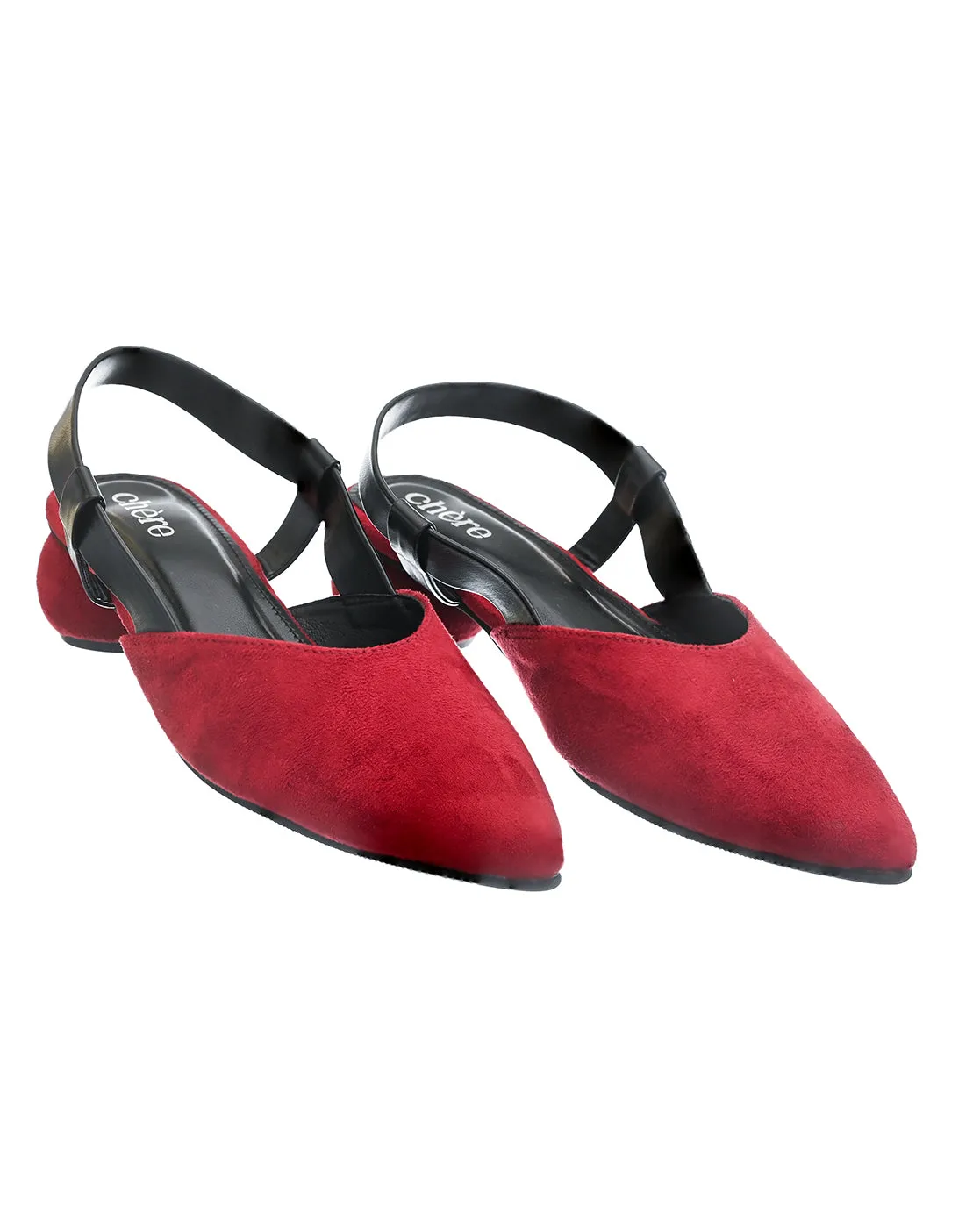 Burgundy Velvet Mule round heels for Women