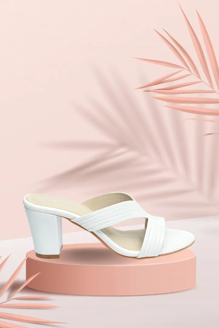 Casual White Strap Heels for Women