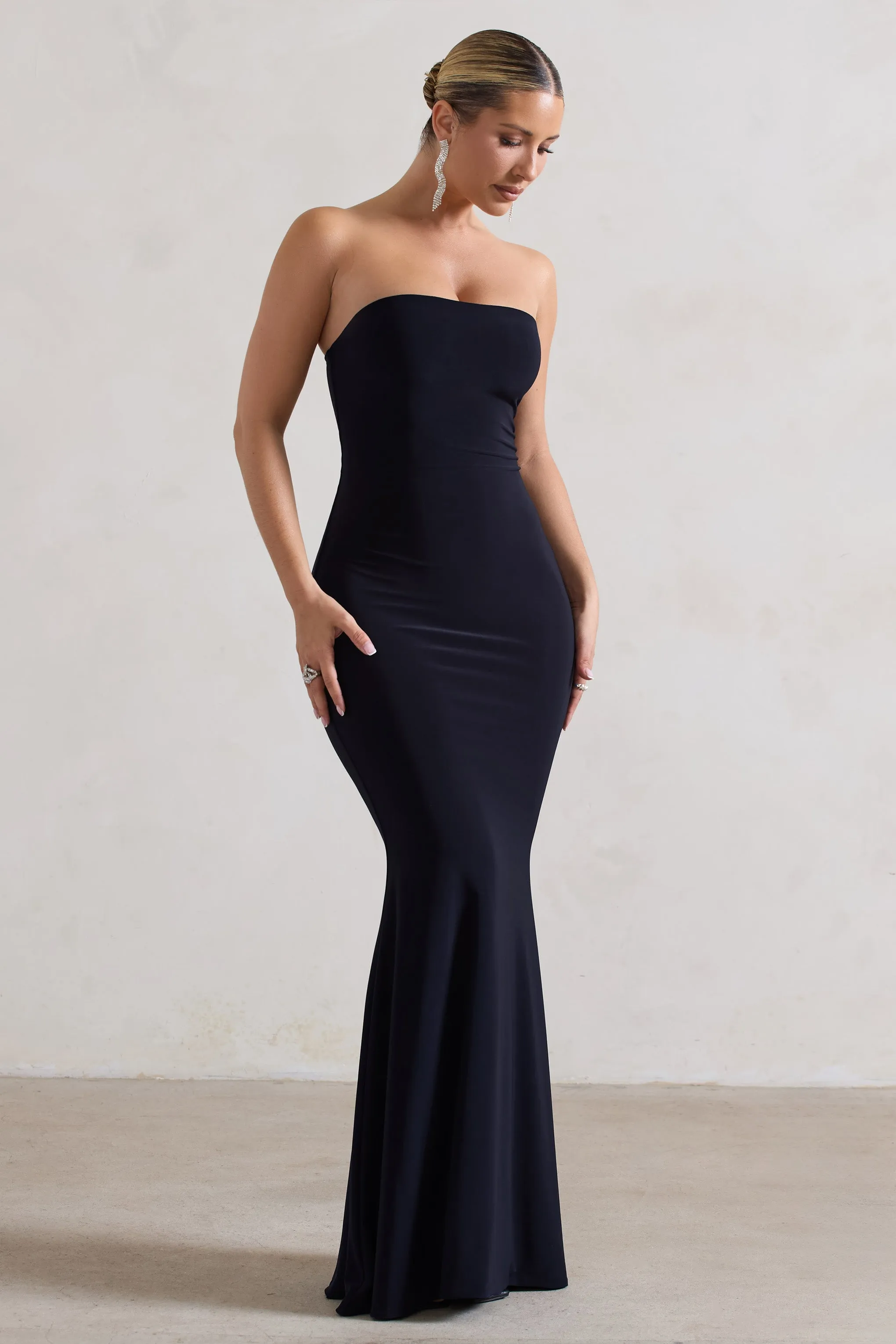 Ceremony | Navy Bandeau Fishtail Maxi Dress