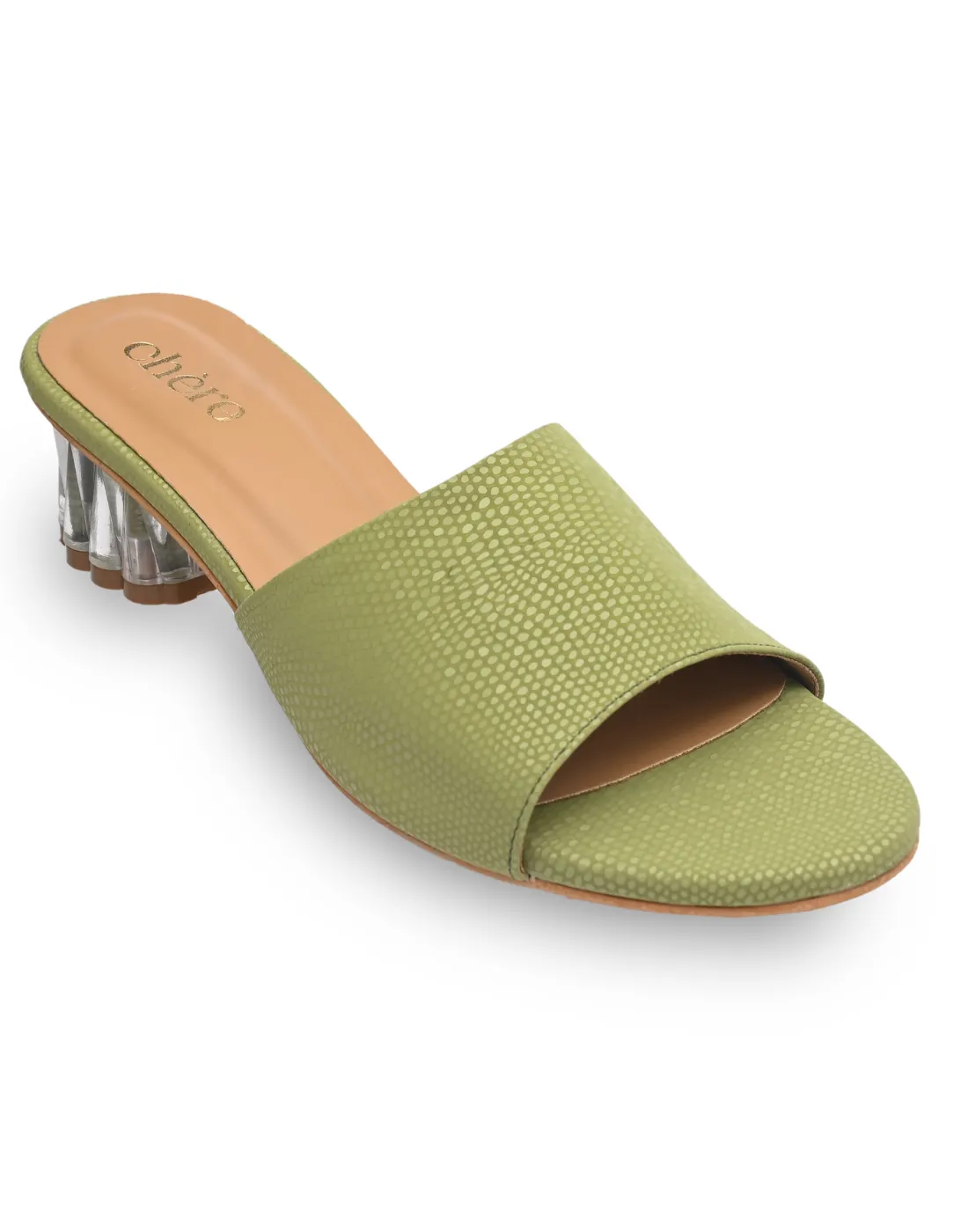 Chic Green Sculptural Round Heels for Women