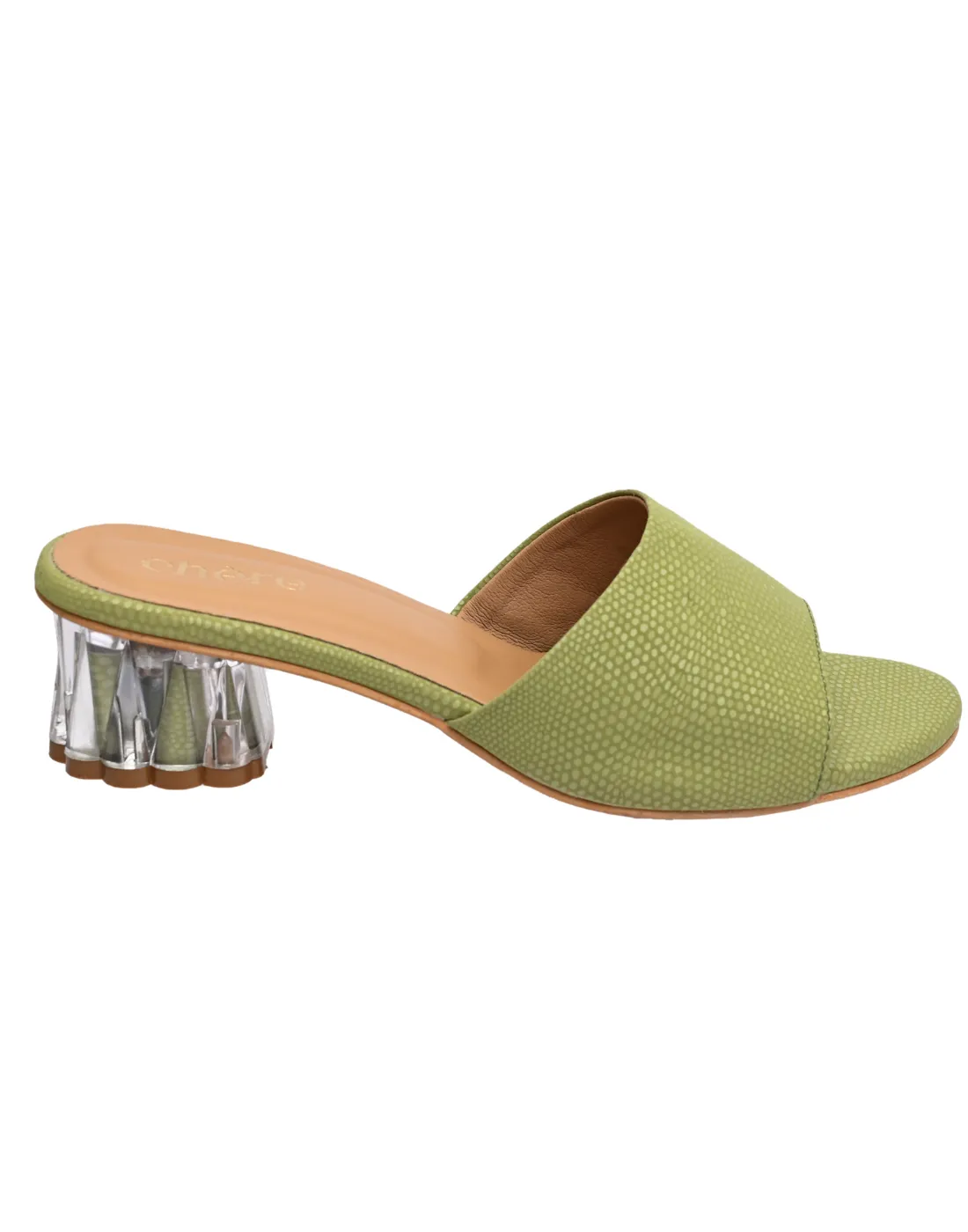 Chic Green Sculptural Round Heels for Women