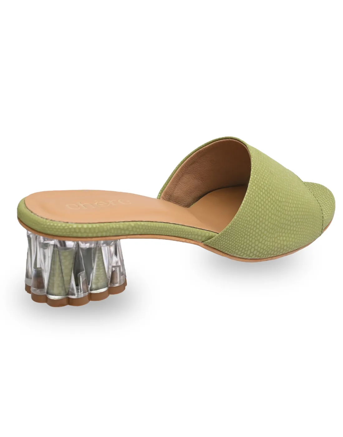 Chic Green Sculptural Round Heels for Women