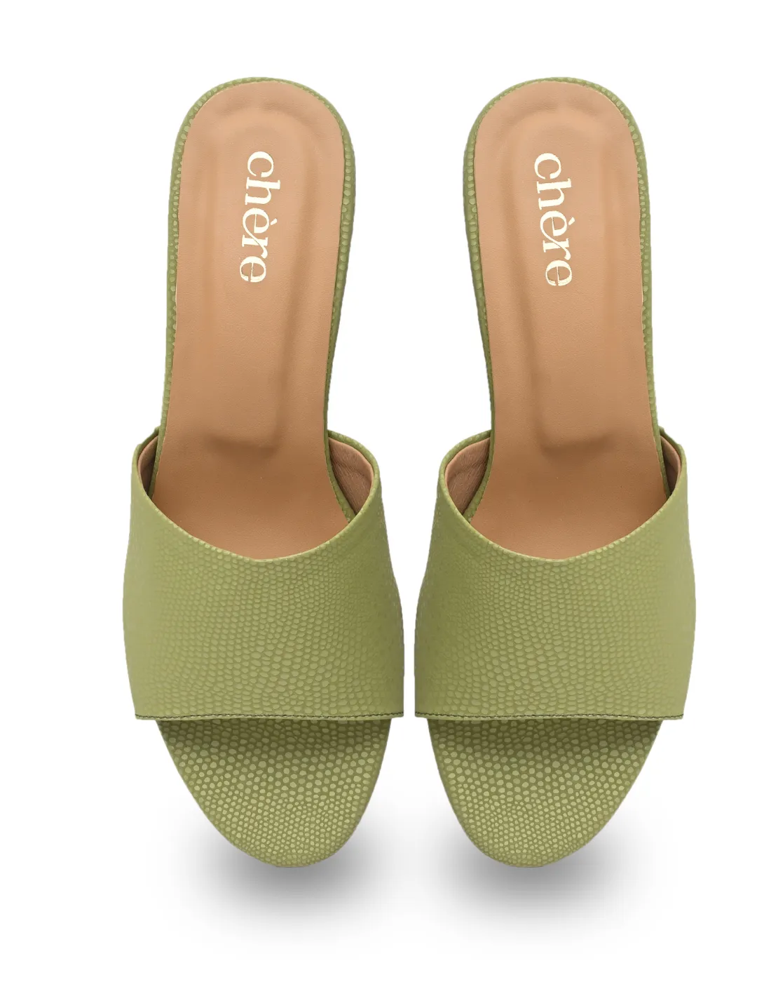 Chic Green Sculptural Round Heels for Women