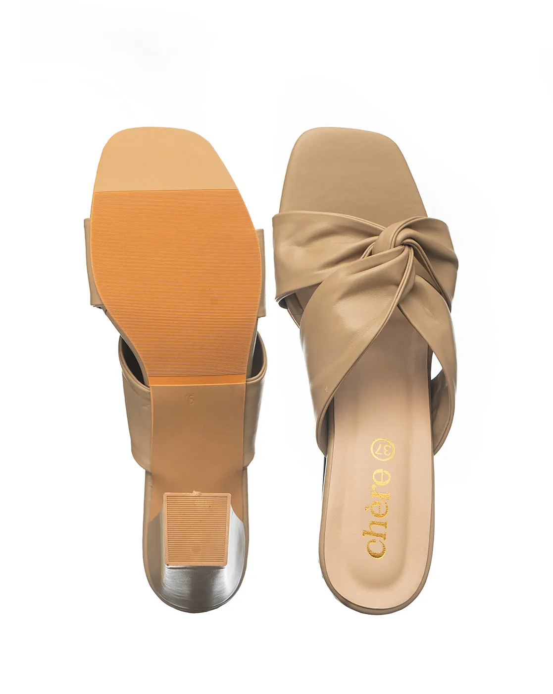 Cinnamon Front Knotted Slider Heels for Women