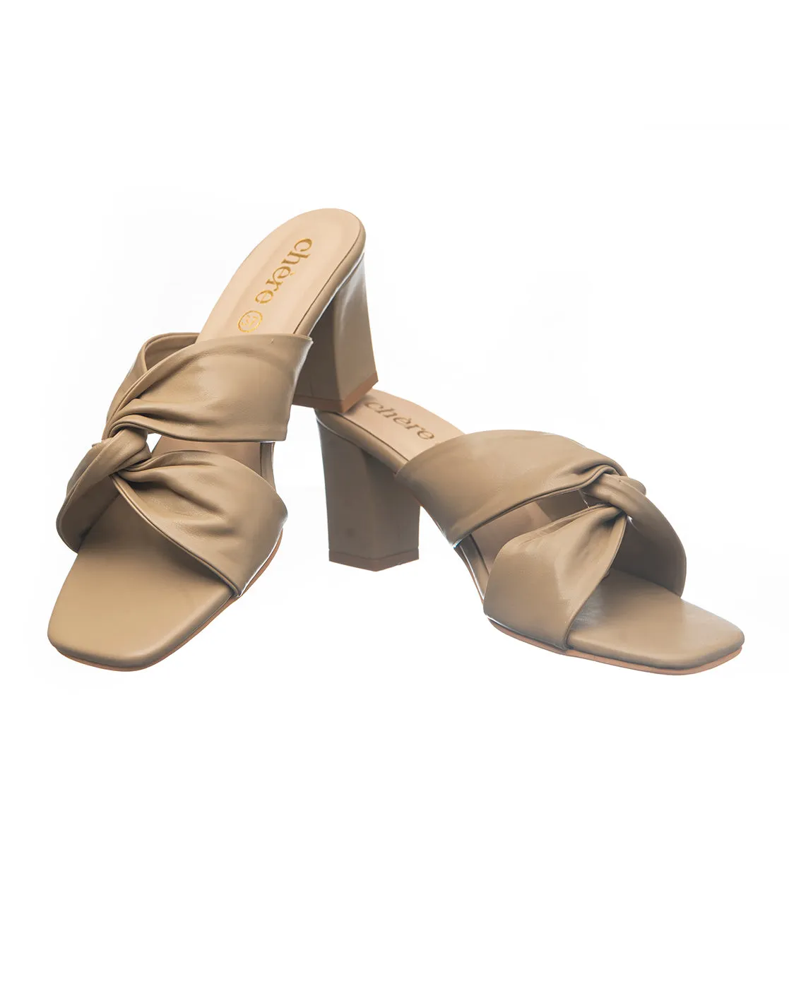 Cinnamon Front Knotted Slider Heels for Women