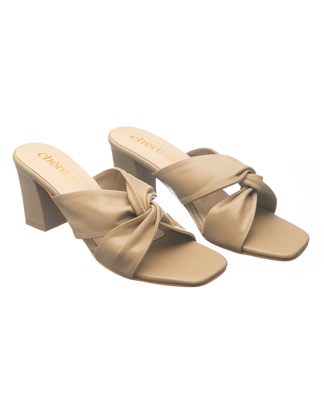 Cinnamon Front Knotted Slider Heels for Women