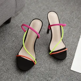 Color block stiletto high heel sandals