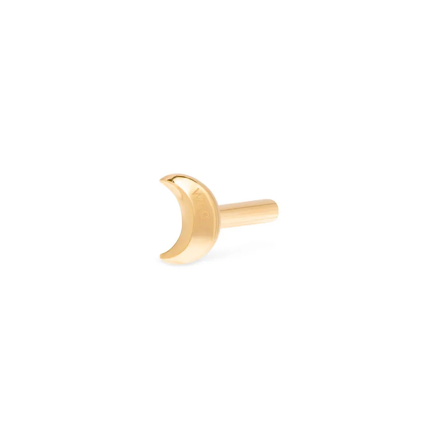 Crescent 14K Solid Gold Flat Back Earring Post