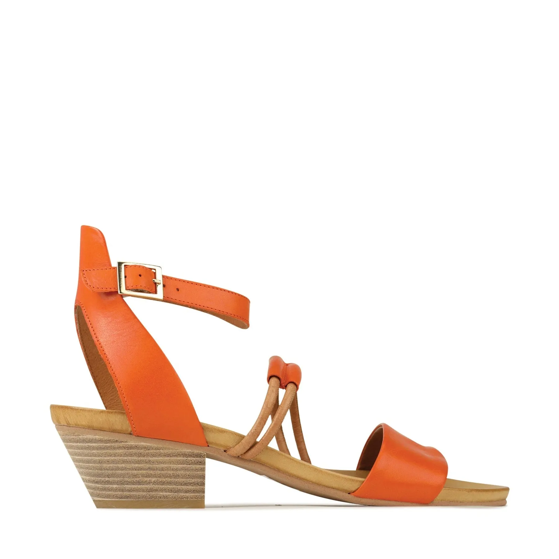 CURO ANKLE STRAP HEEL SANDALS LEATHER