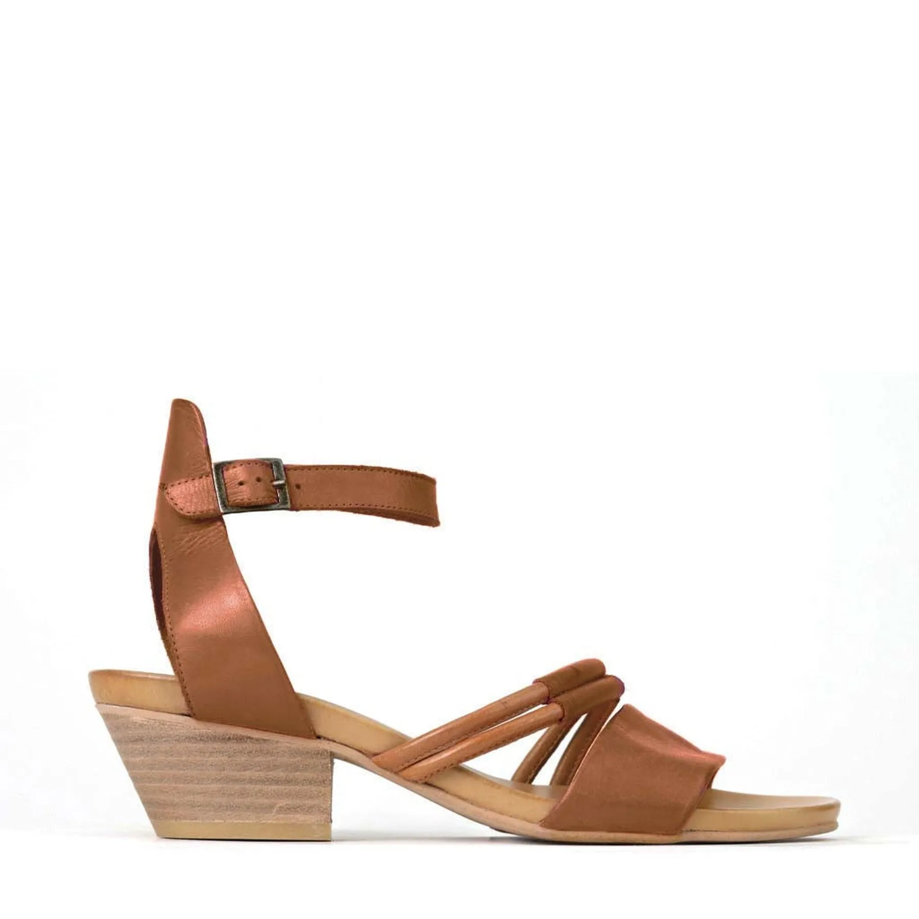 CURO ANKLE STRAP HEEL SANDALS LEATHER