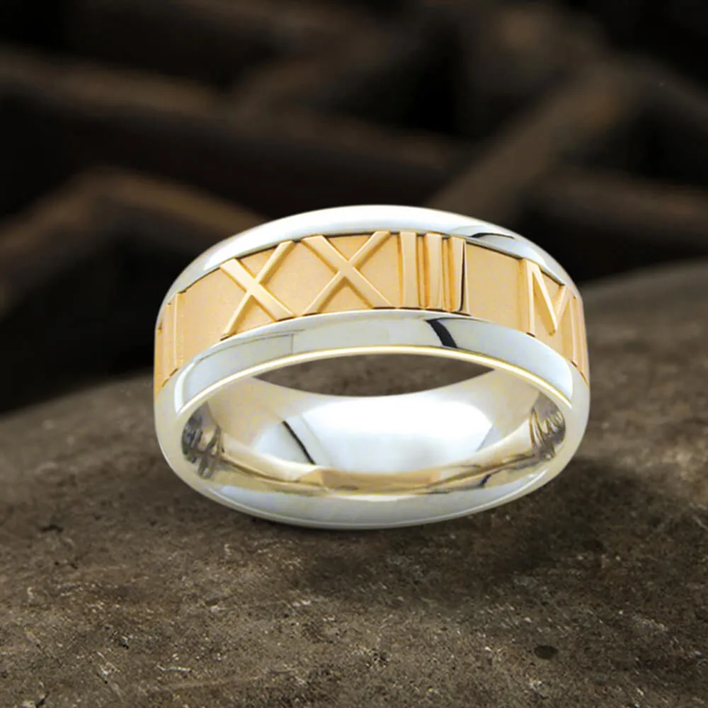 Custom Roman Numerals Sterling Silver Ring