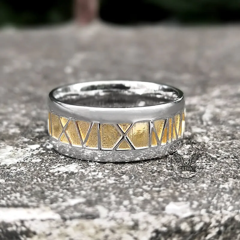 Custom Roman Numerals Sterling Silver Ring