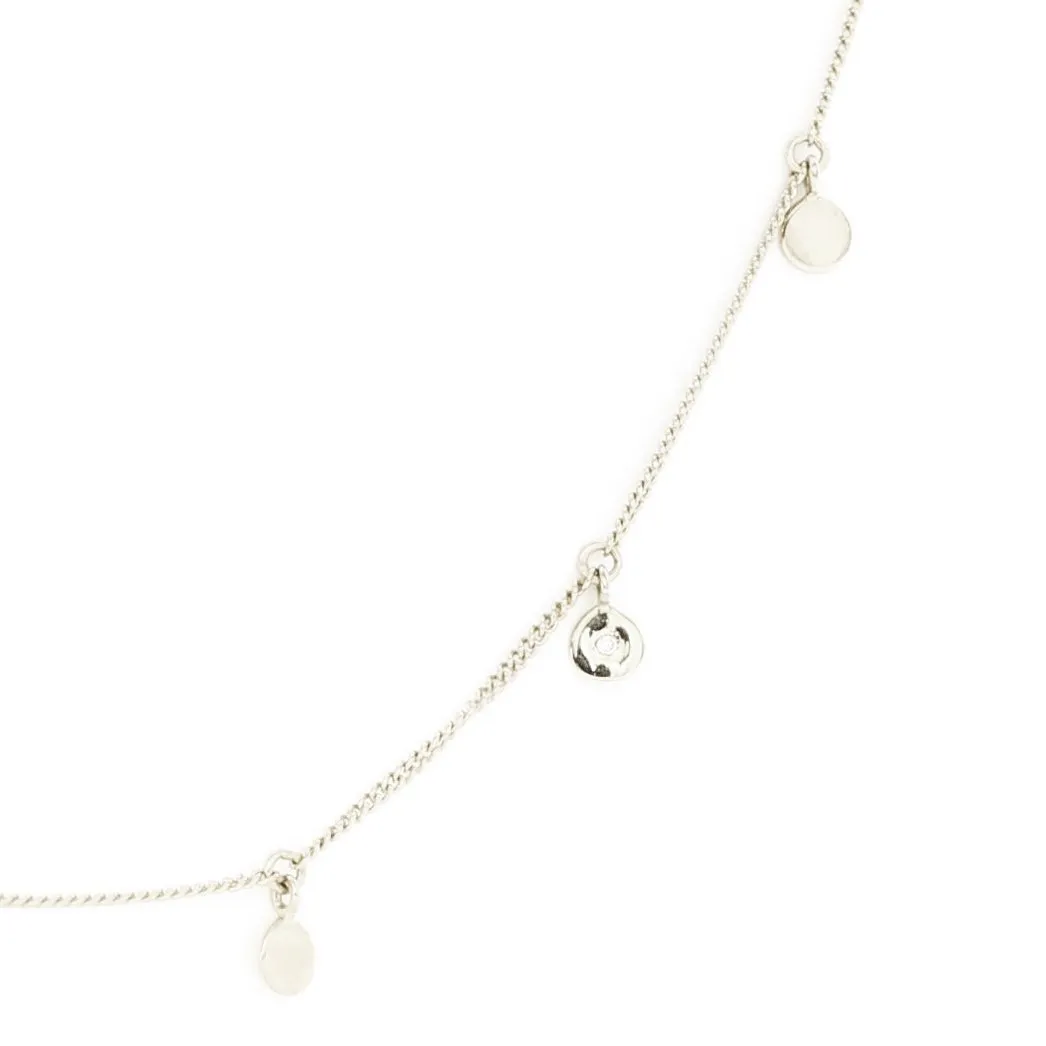 DAINTY POISE DISK NECKLACE - CUBIC ZIRCONIA & SILVER