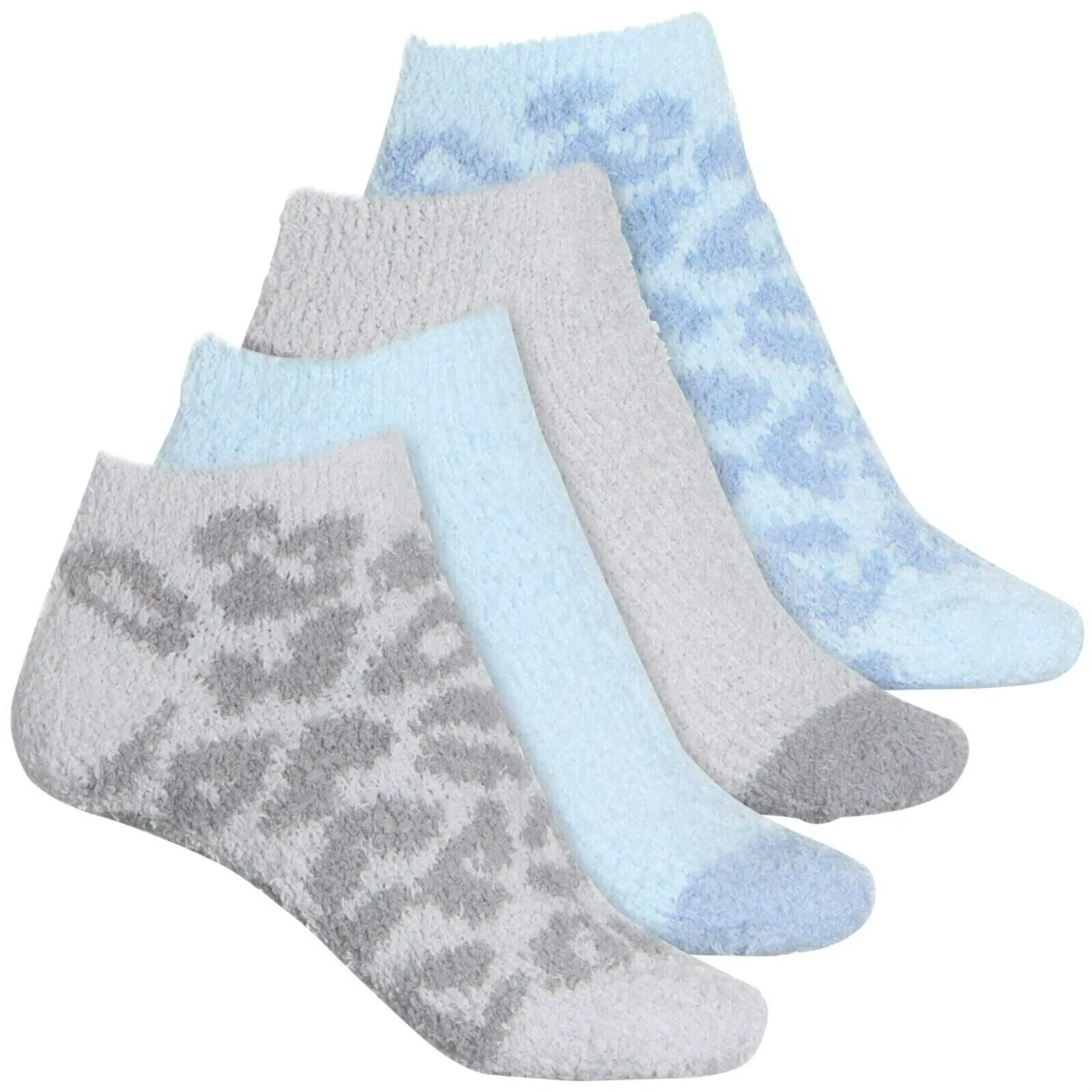 Danskin 4-Pack Ultra Soft Plush Fleece Leopard Low Cut Cozy Socks