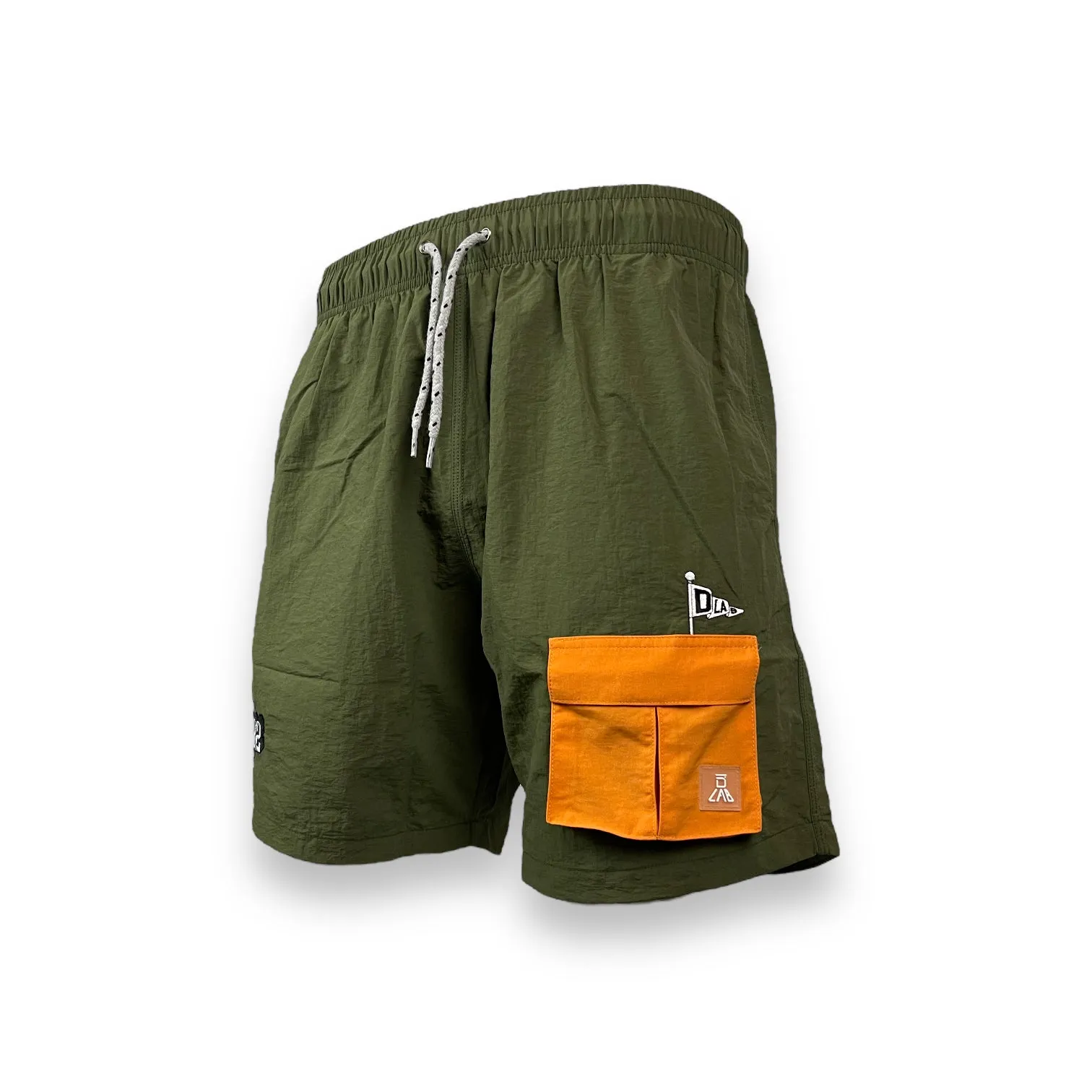 DLAB Hybrid Shorts Olive Green Orange Pocket