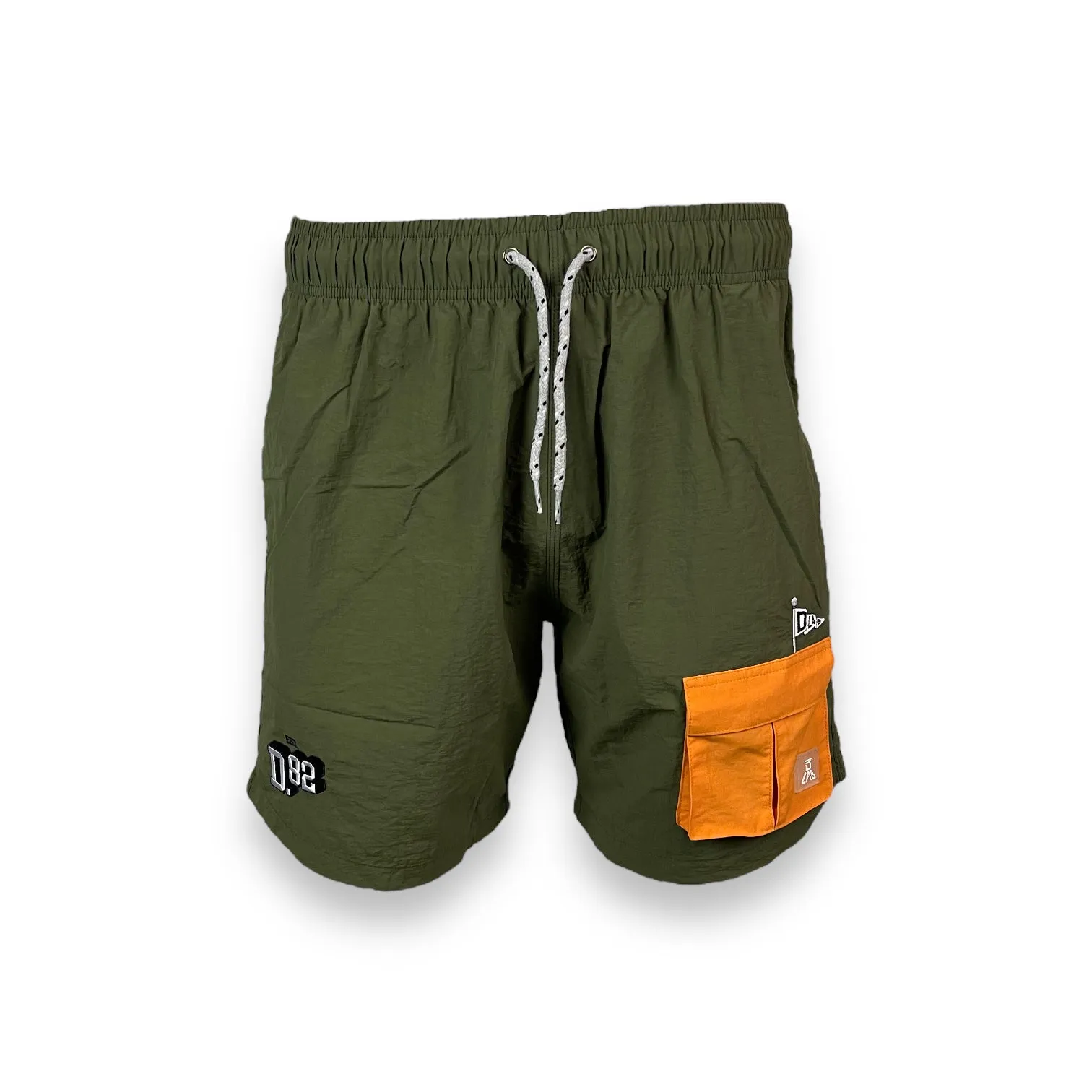 DLAB Hybrid Shorts Olive Green Orange Pocket