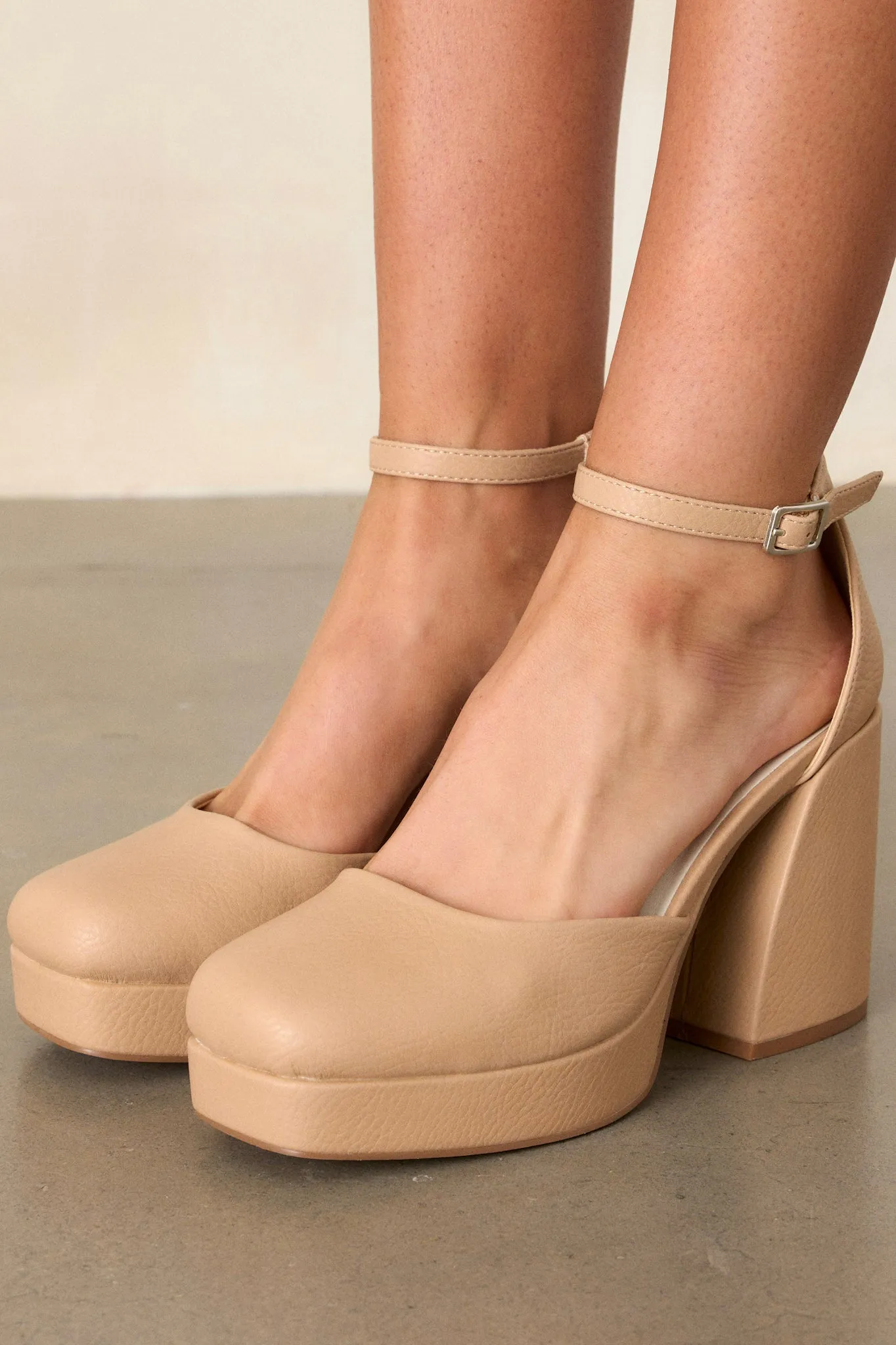 Dynamic Steps Beige Ankle Strap Block Heels (RESTOCK OCTOBER)