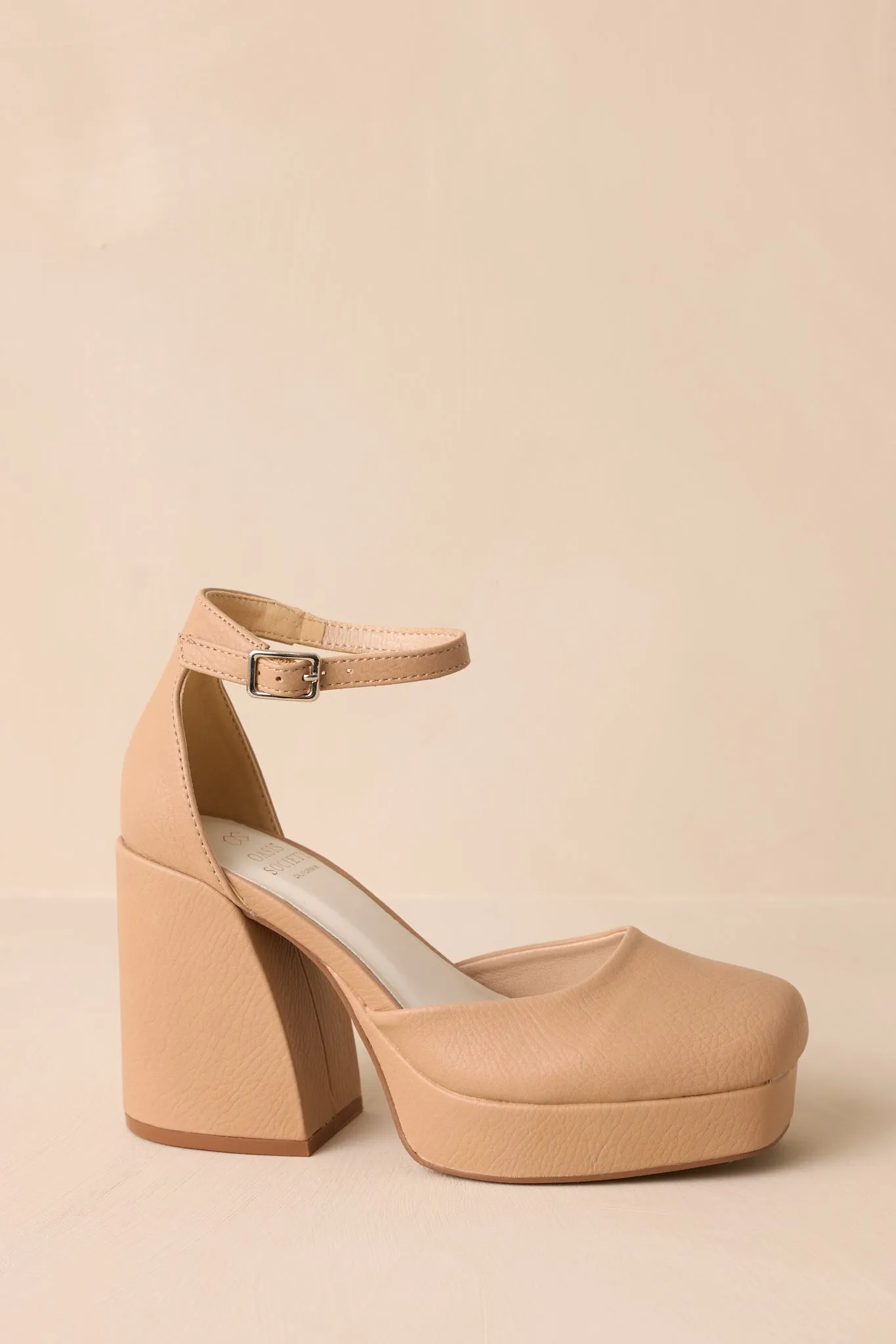 Dynamic Steps Beige Ankle Strap Block Heels (RESTOCK OCTOBER)