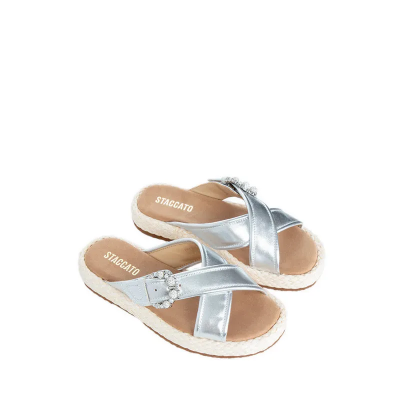 EF003-SLR Espadrilles Sandals - Silver