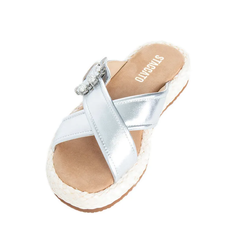 EF003-SLR Espadrilles Sandals - Silver