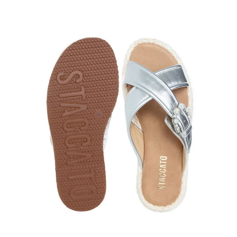 EF003-SLR Espadrilles Sandals - Silver