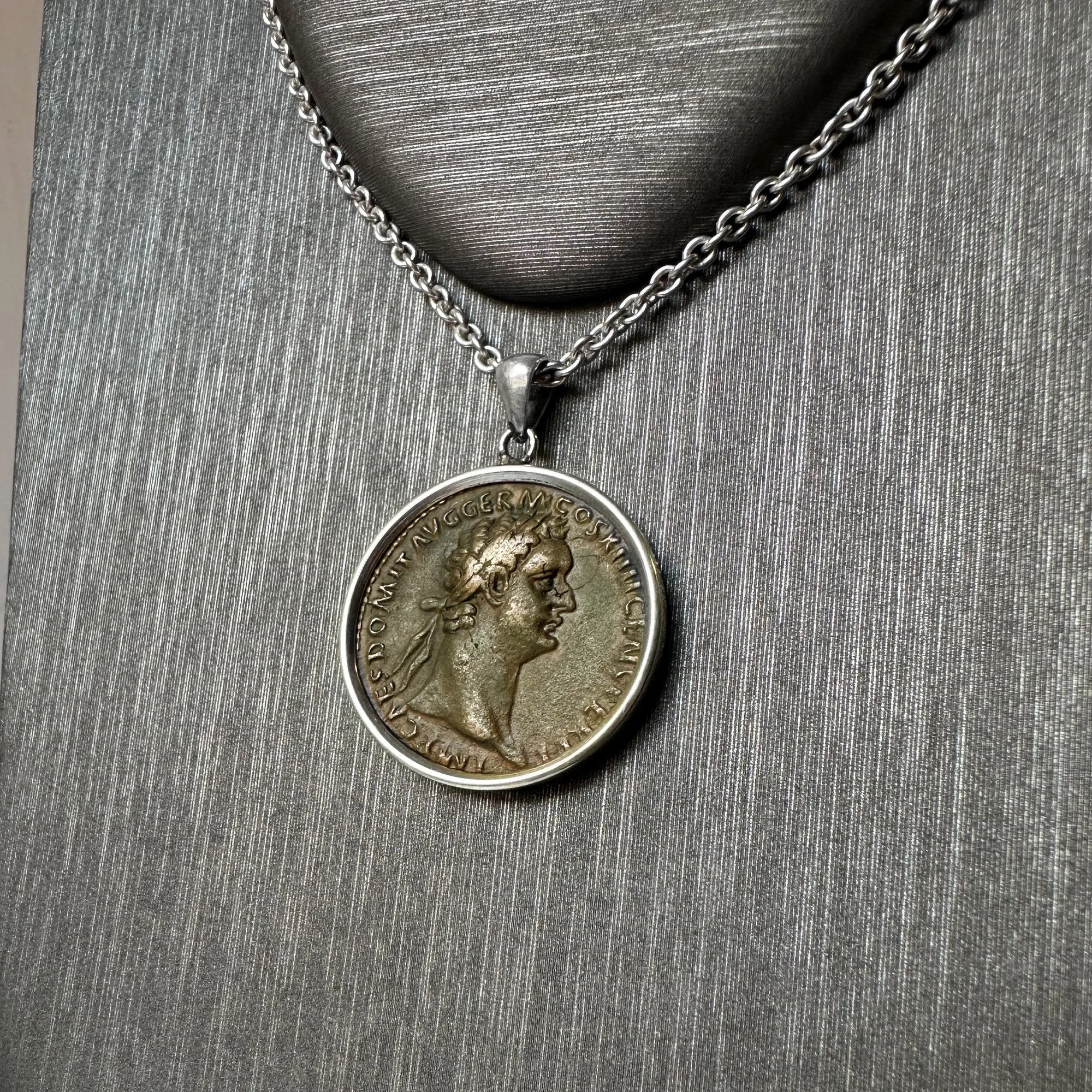 EMPEROR DOMITIAN Genuine Ancient Roman coin 1st century AD Pendant