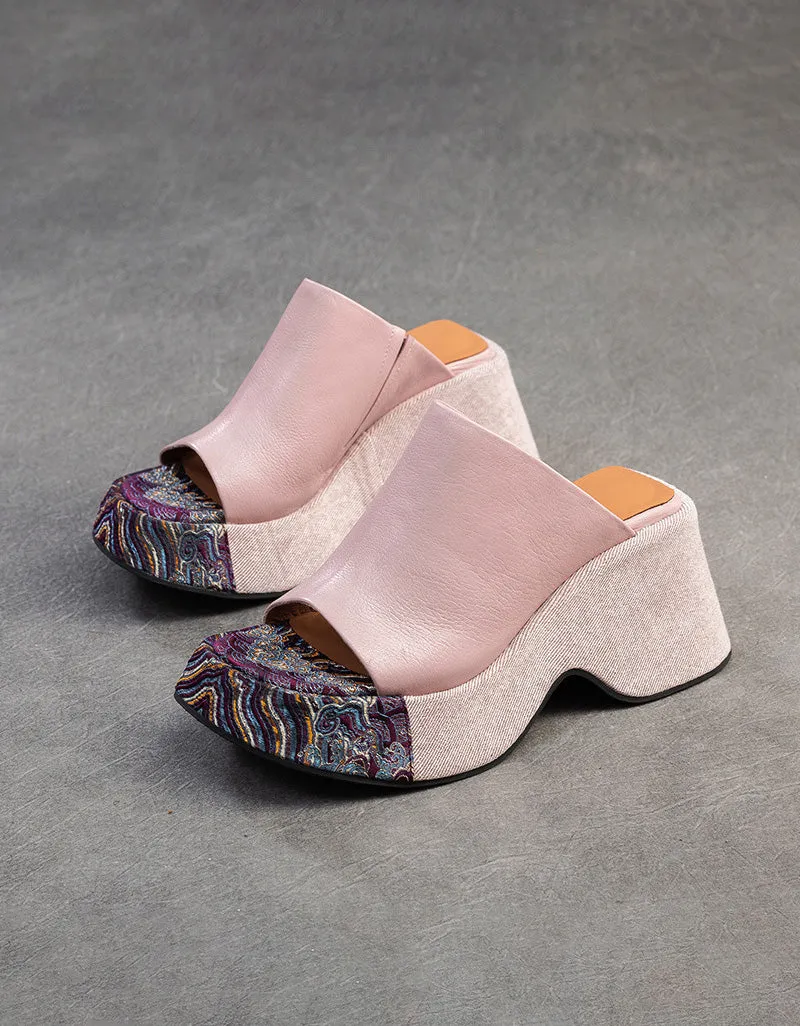 Ethnic Style Handmade Elegant Wedge Slippers