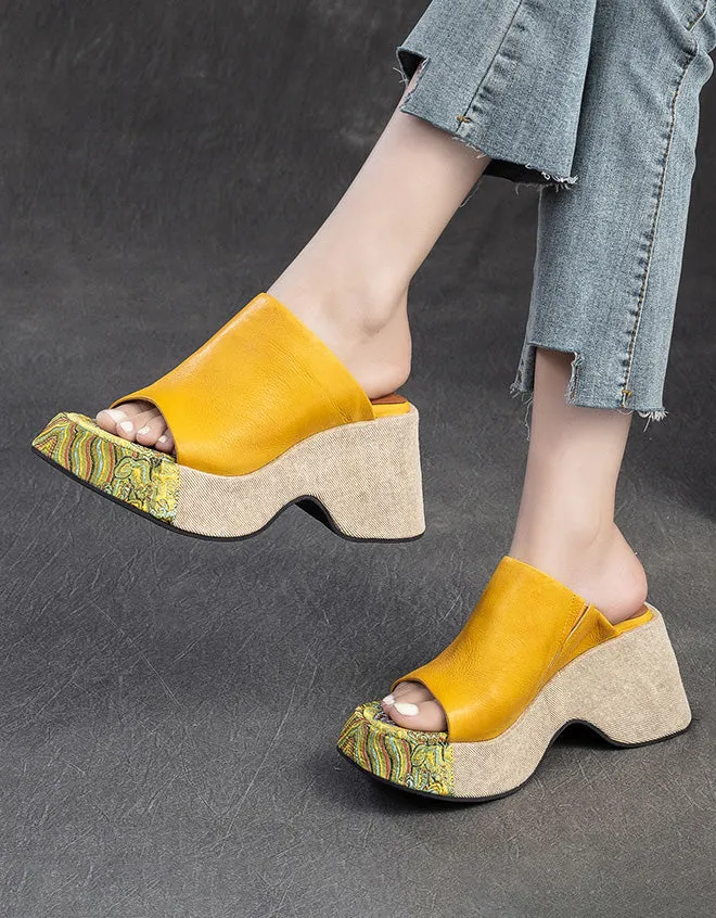 Ethnic Style Handmade Elegant Wedge Slippers