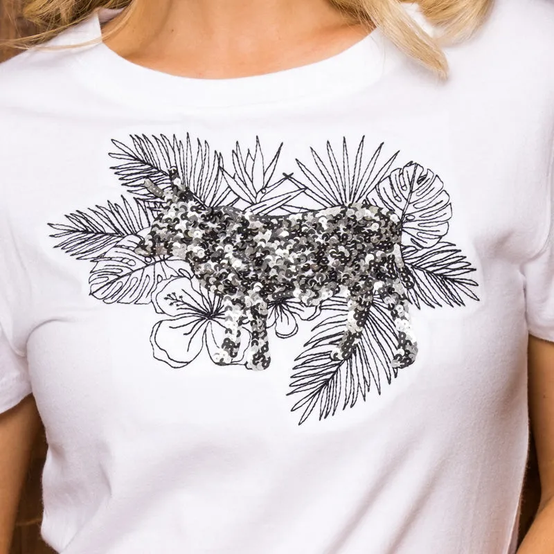 Flora Luxe Nguni Crew Slim Tee Pelican