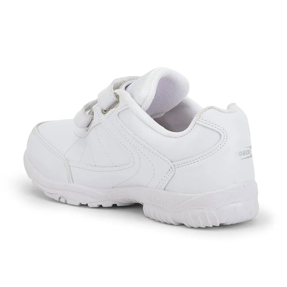 Force 10 (White) Velcro School Shoes For Kids SCHZONE-DV By Liberty