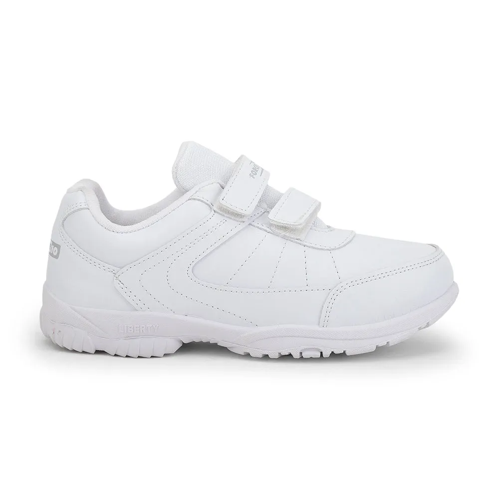 Force 10 (White) Velcro School Shoes For Kids SCHZONE-DV By Liberty