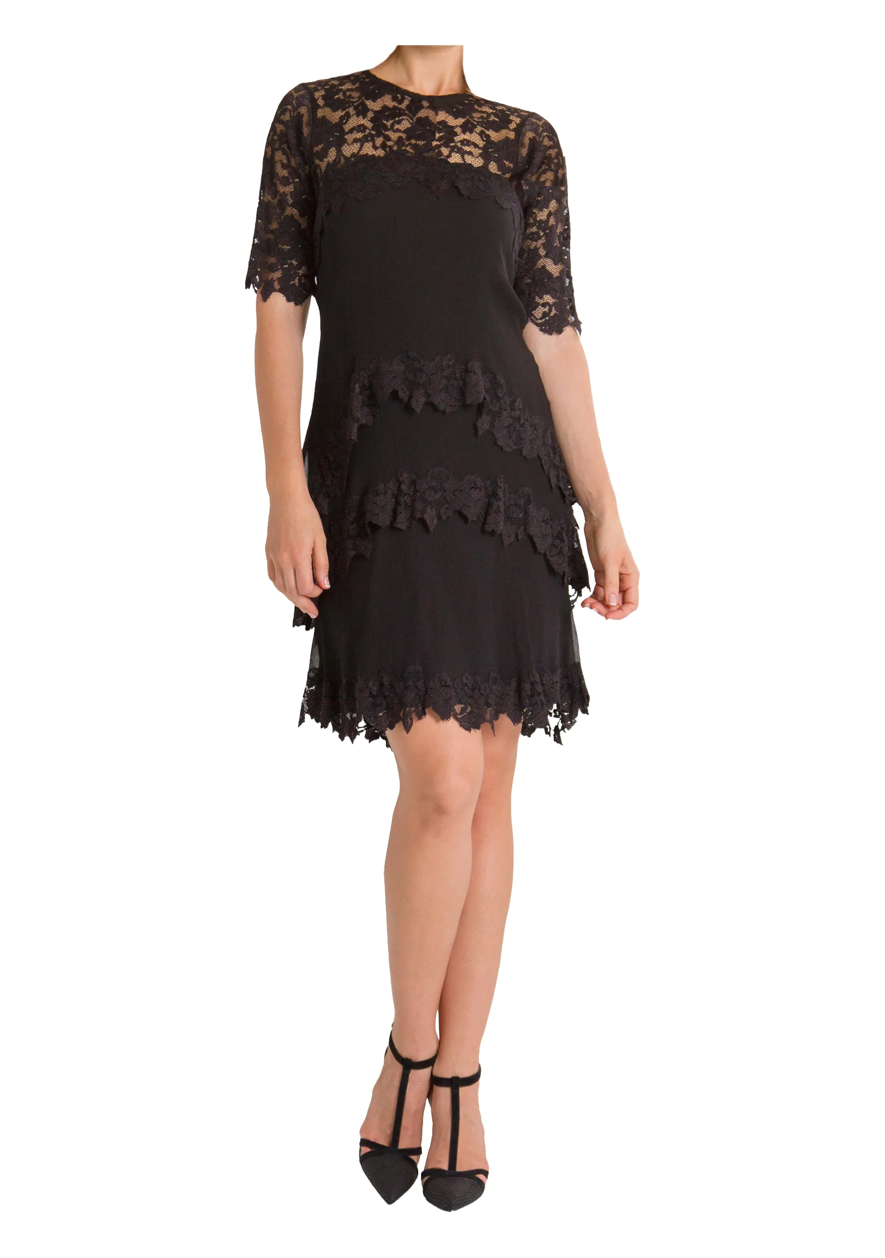 French Lace Dress Black D643