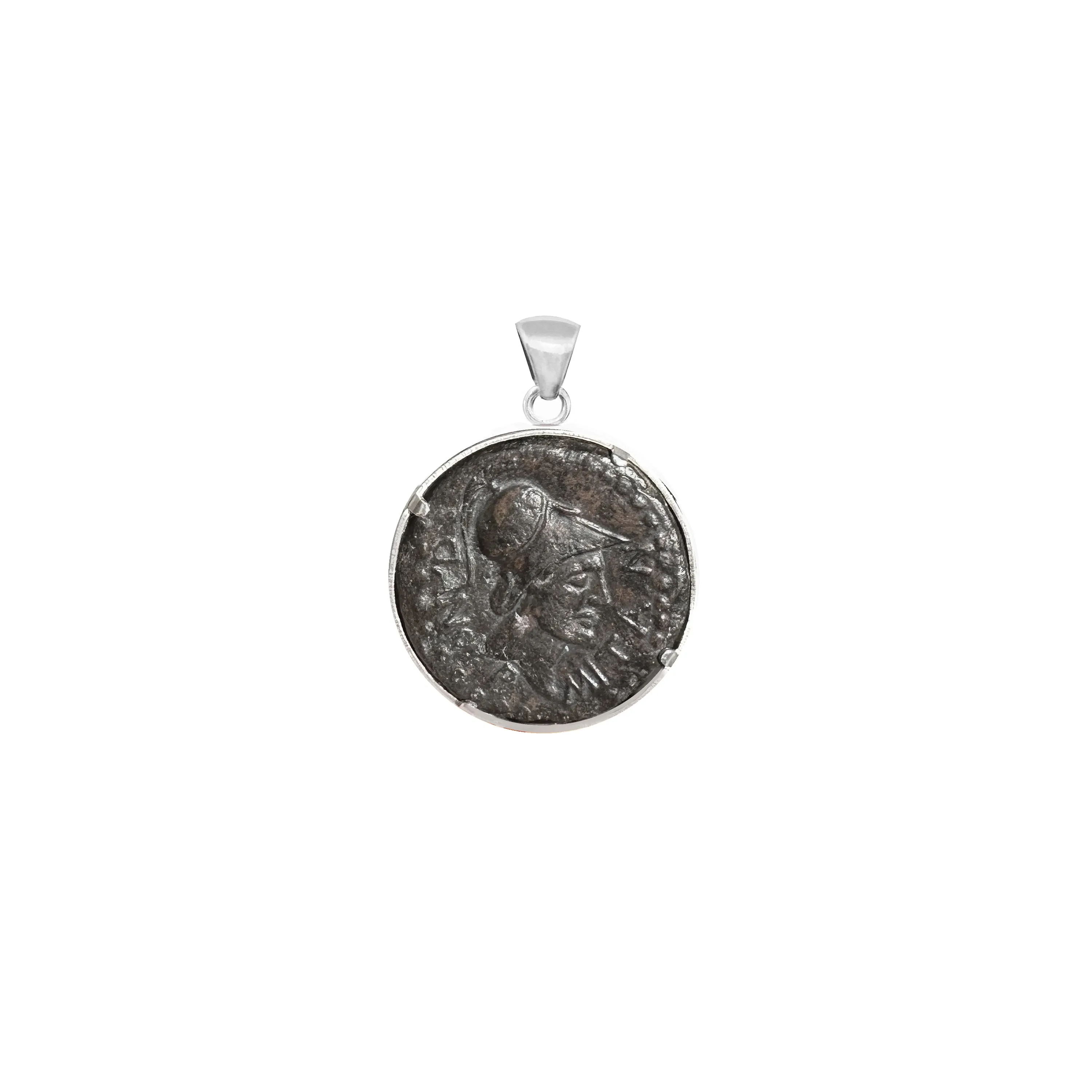 Genuine Ancient Roman coin 3rd century BC Pendant depicting a triskelion with Medusa and ears of corn