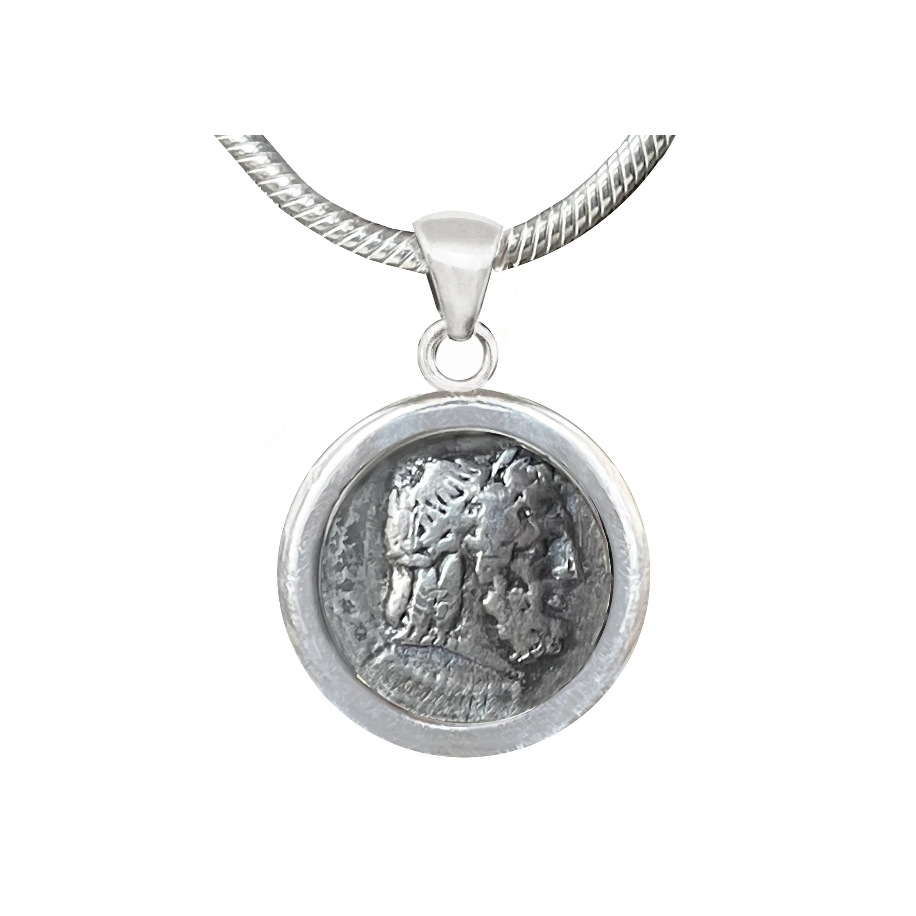 GOD ZEUS Genuine Ancient Roman Silver Coin 3rd century BC Pendant