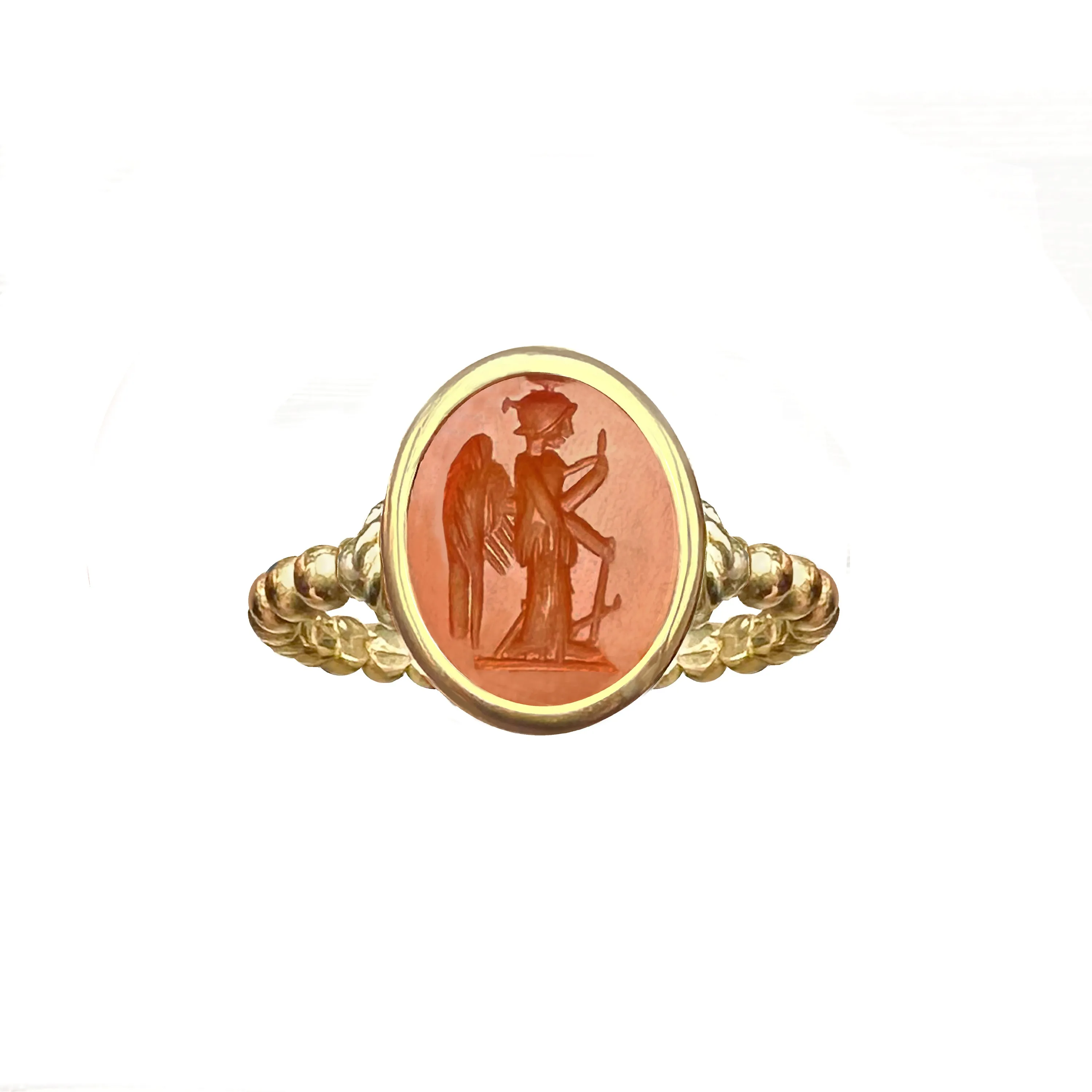 GODDESS ATHENA Authentic Ancient Roman Carnelian Intaglio 1st-2nd century AD 18KT Gold Ring