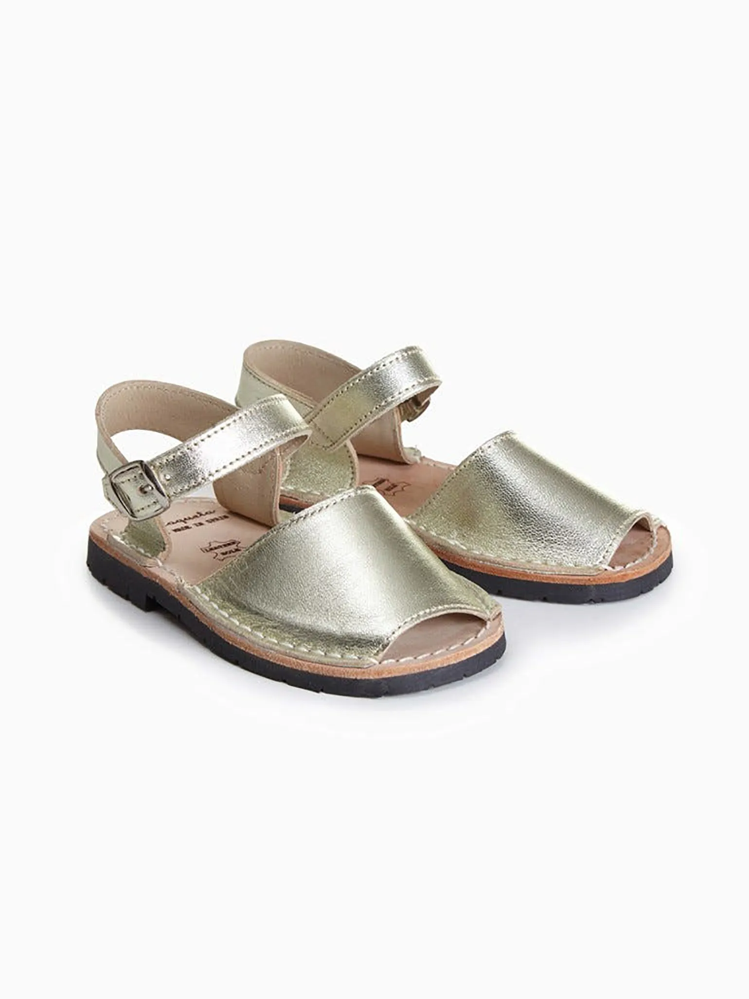 Gold Avarca Leather Kids Sandals