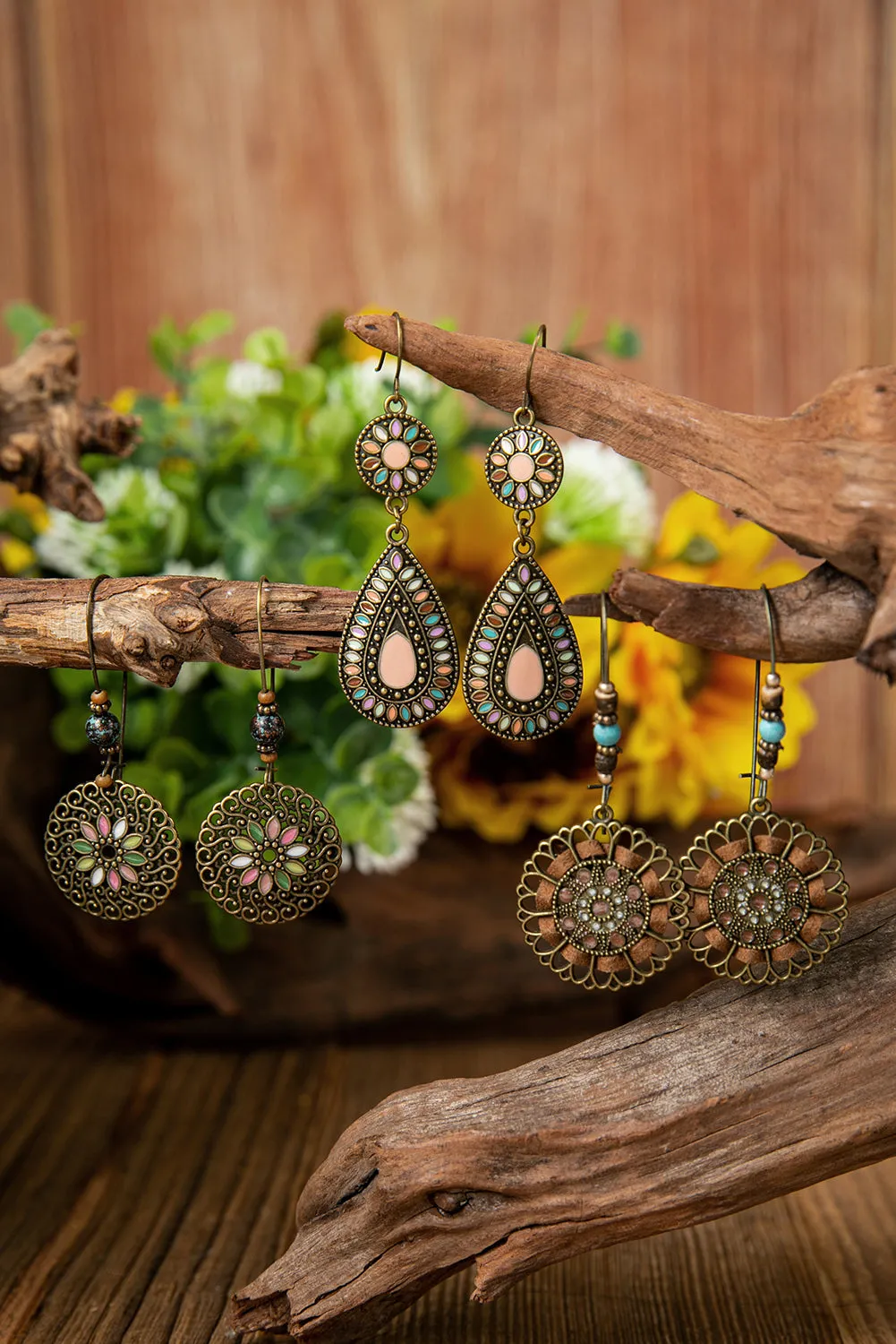 Gold Boho Retro Hollow Dangle Earrings Set