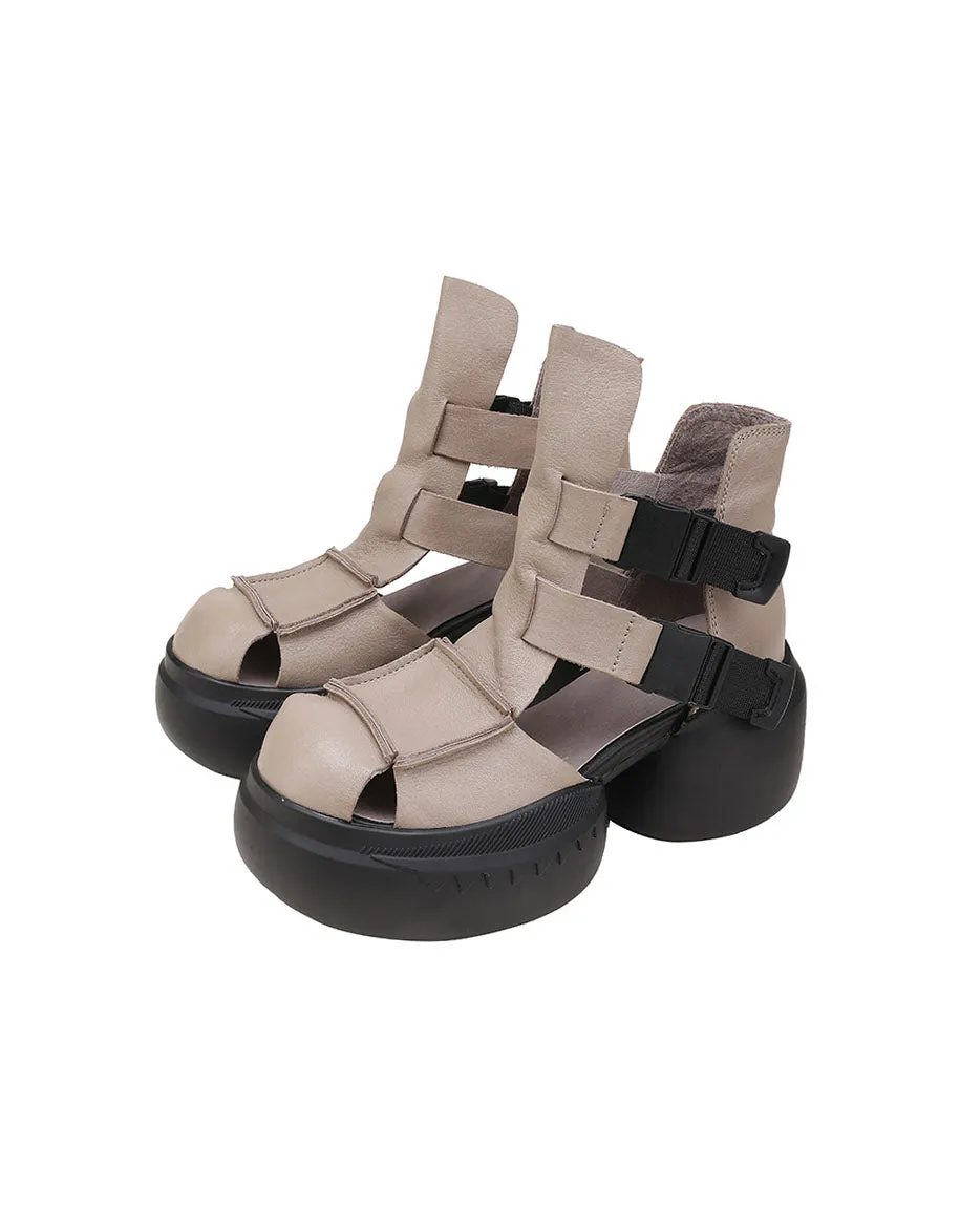 Handmade Retro Comfortable Close Toe Platform Sandals