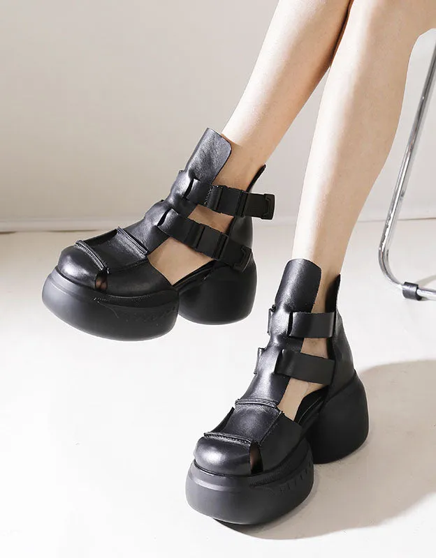 Handmade Retro Comfortable Close Toe Platform Sandals