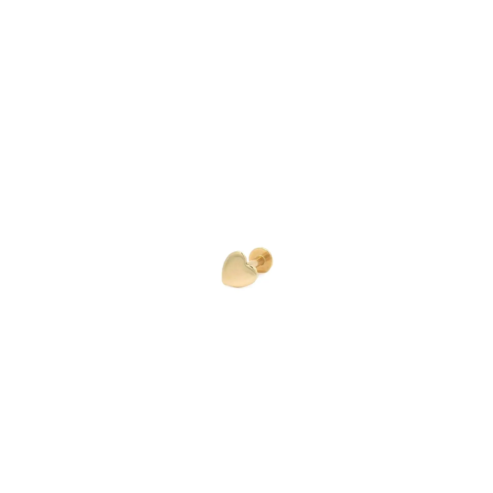 Heart Flat Back Single Stud Earring in 14k gold