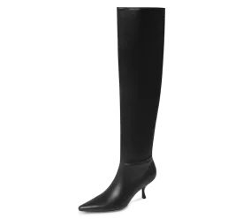 Kitten Heel Knee High Boots