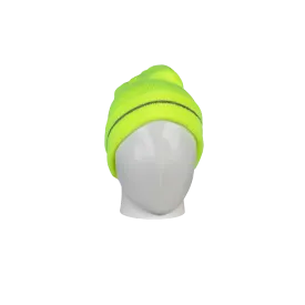 LBE-S1 Lime Safety Beanie Hat with Reflective Stripe