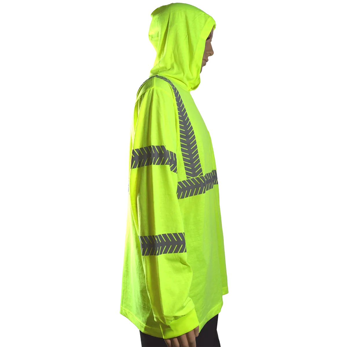 LJHTSL3 ANSI Class 3 Safety Green Reflective Hooded Long Sleeve T-Shirt