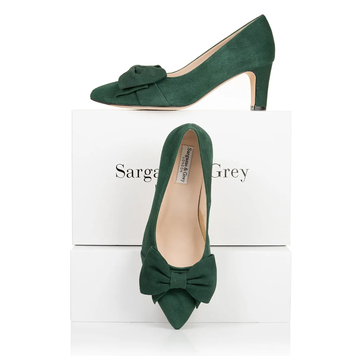 Lori Extra-Wide Fit Court Shoe – Green Suede