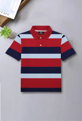 Maroon Striper Kids POLO