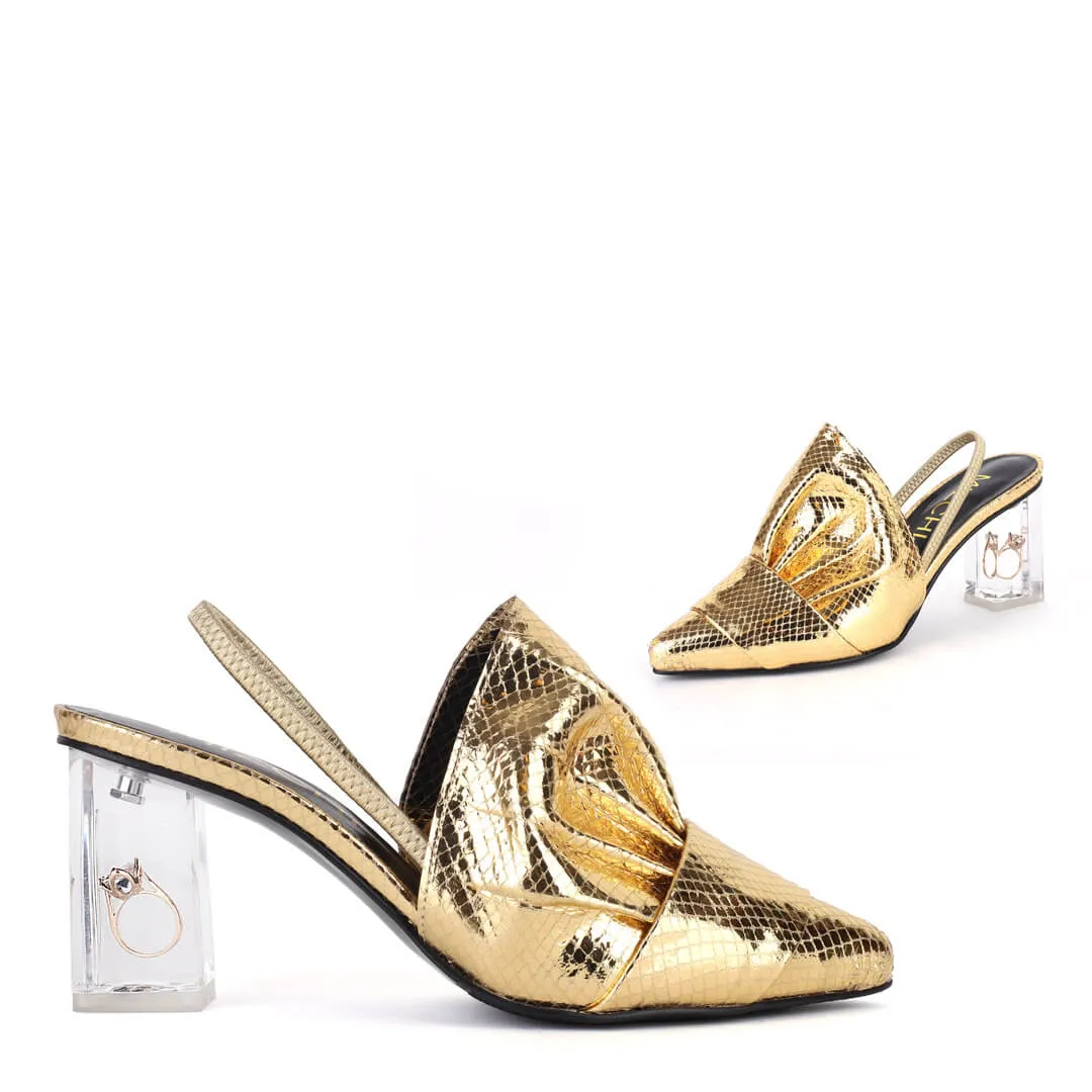 MARRYME - gold slingback heel