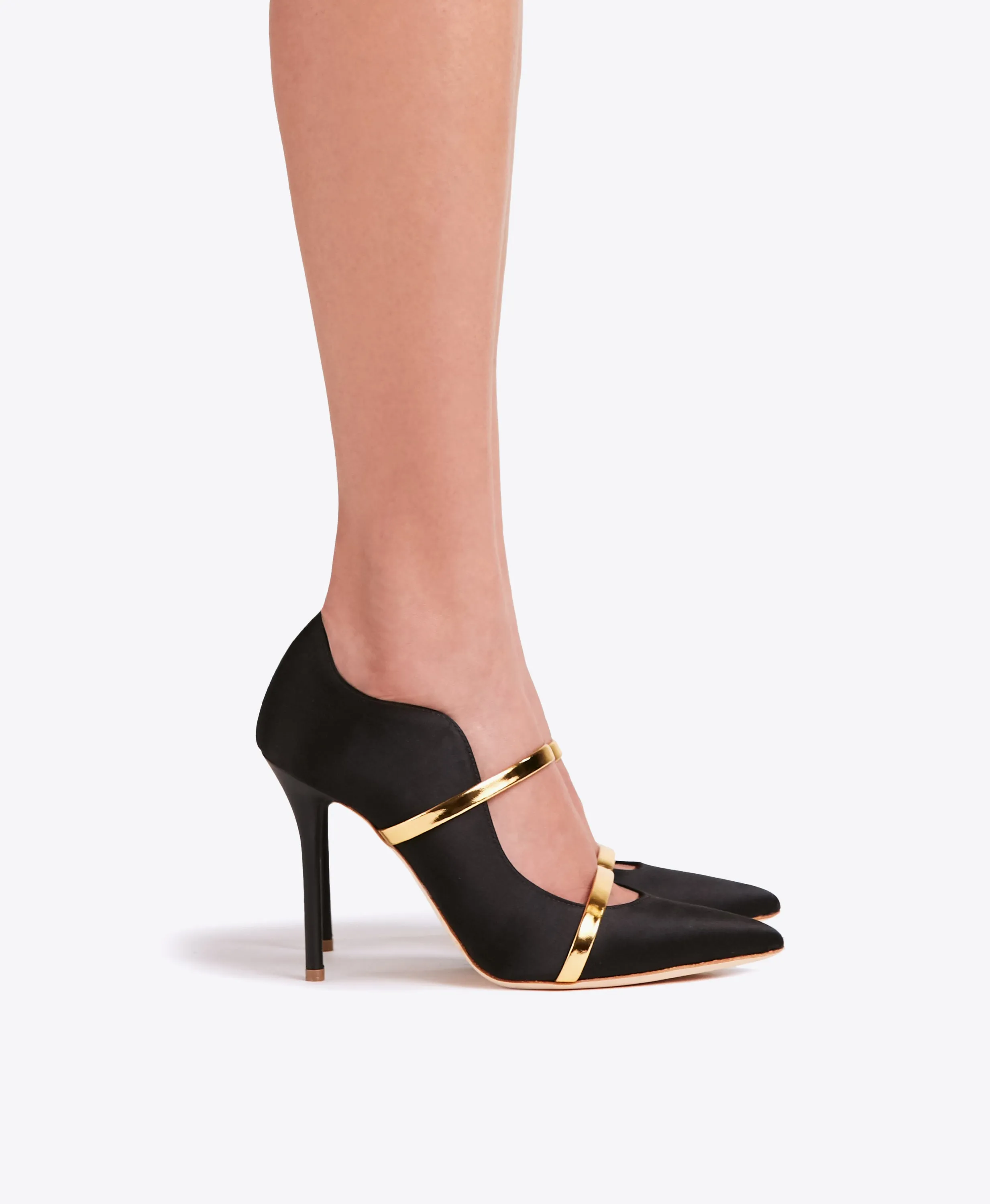 Maureen 100 Black & Gold Satin Pumps