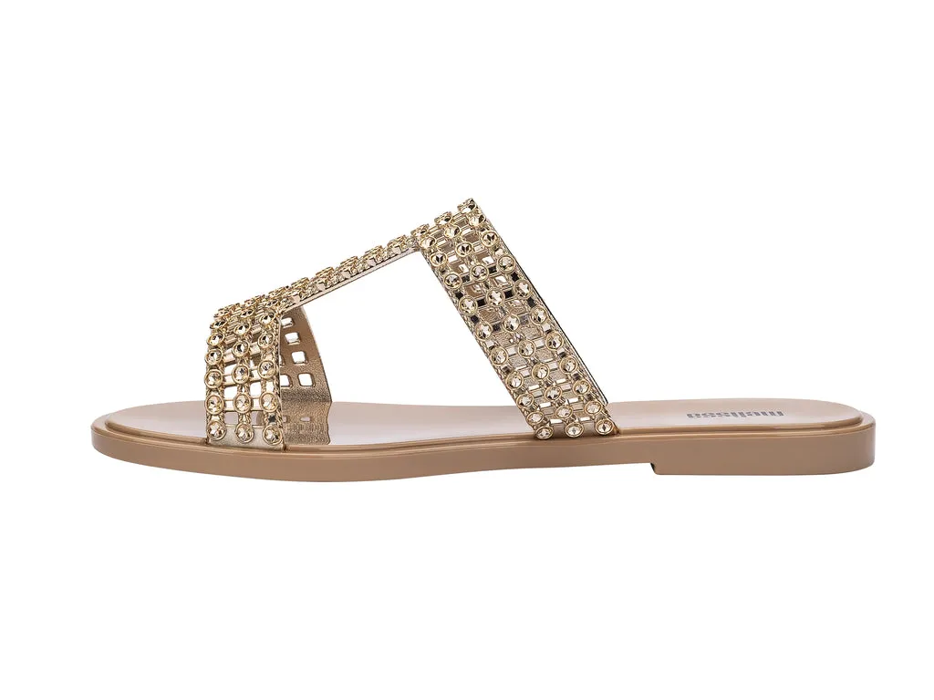 MeiIssa Glowing Slide AD Beige-Gold Slipons