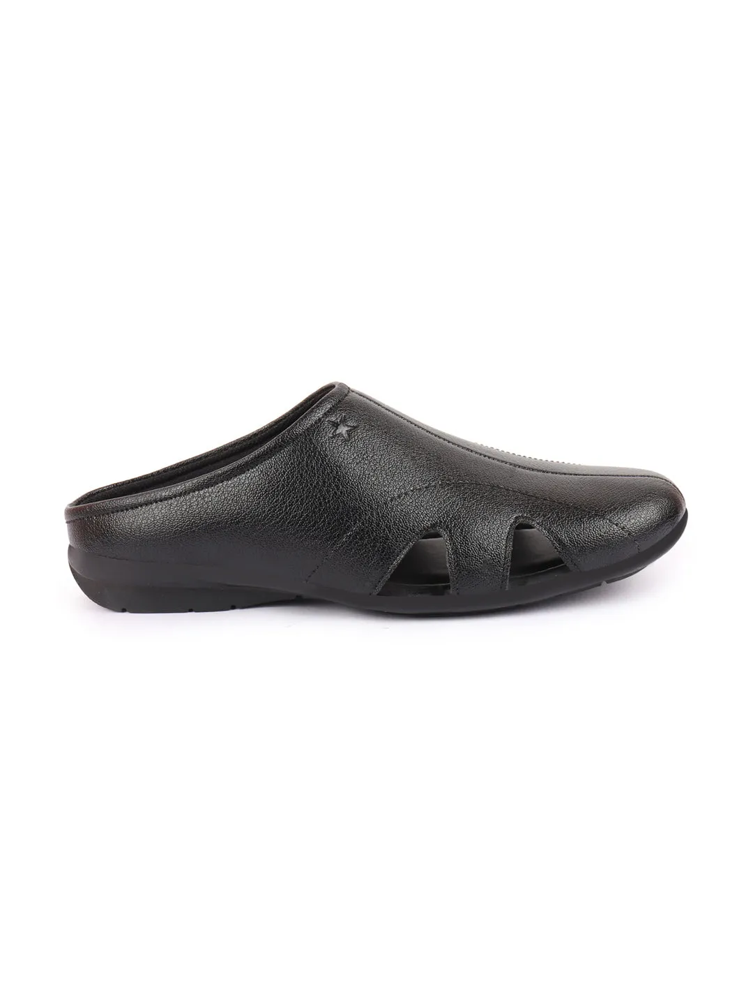 Men Black Back Open Outdoor Slip-On Slipper Sandals