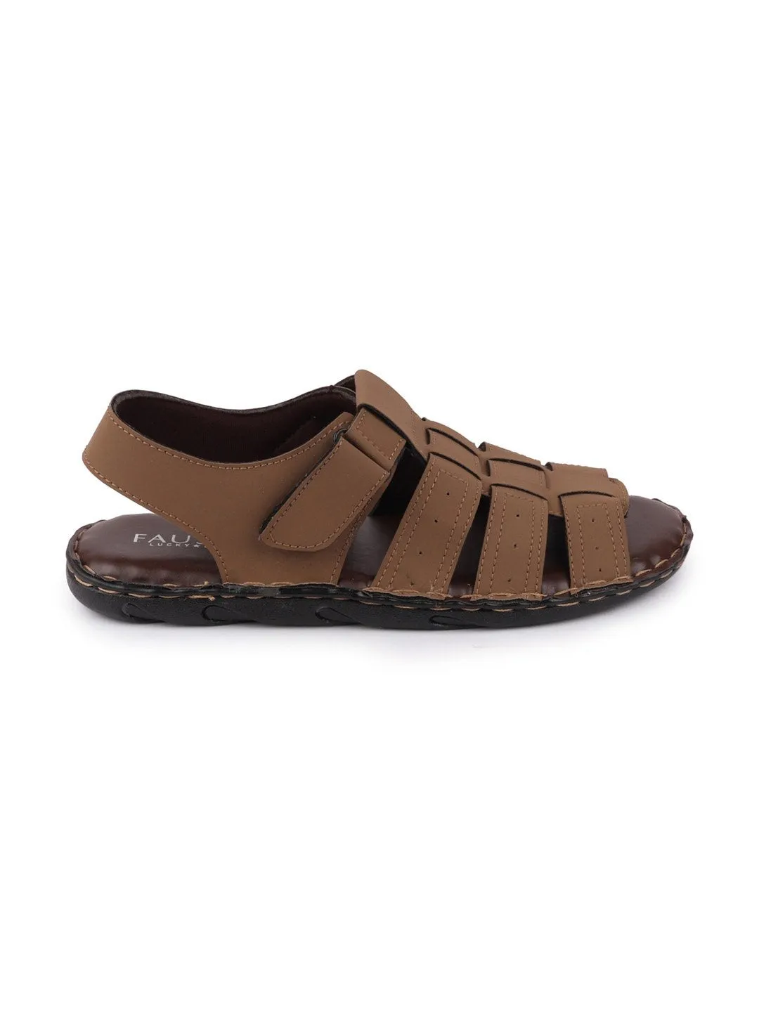 Men Brown Casual Speed Laces Fishermen Sandals